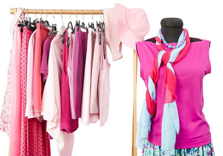 Pink fashion items on a rack