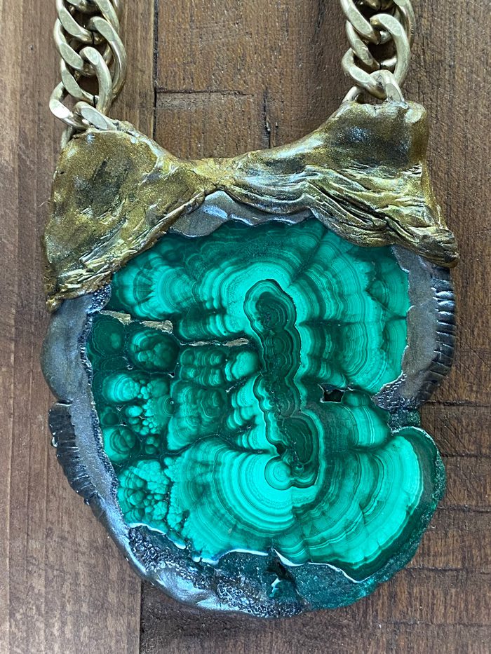 Lisa Marie Armstrong Wearable Art: green chunky pendant